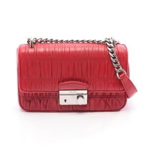 PRADA Nappa Gaufre Soundlock Shoulder Bag Leather Red